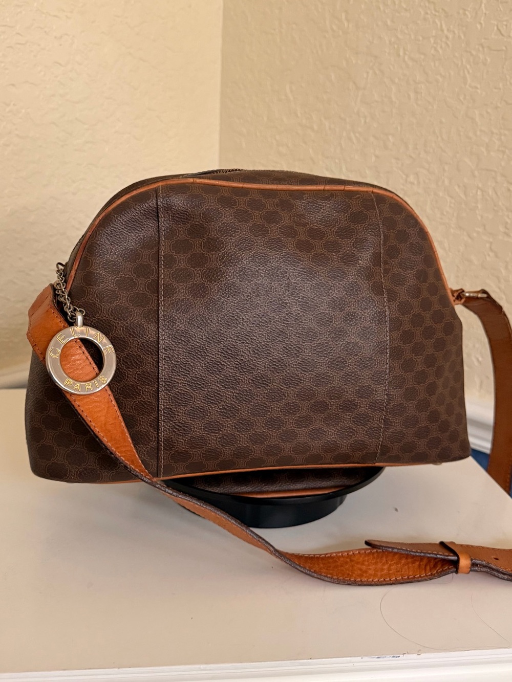 Céline CELINE Macadam Canvas Circle Shoulder Crossbody Bag Leather Purse